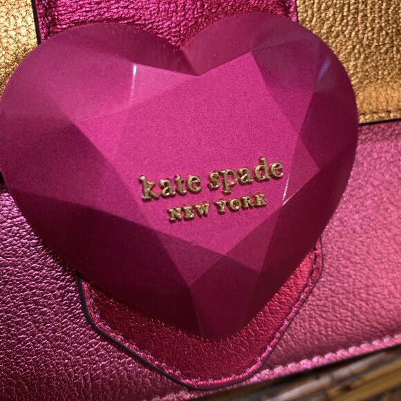 Kate Spade Bijou Barbie Pink Metallic Pebble Leather Top Handle Crossbody Bag - Picture 3 of 11